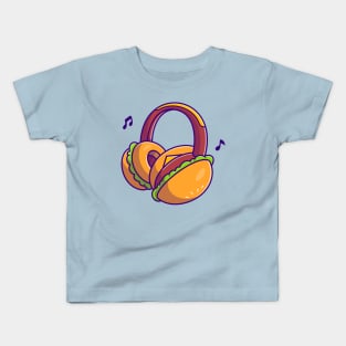 Burger Headphone Cartoon Kids T-Shirt